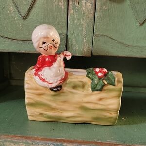 Vintage Ceramic Mrs. Claus Planter Lefton Holiday